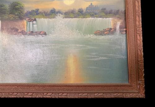 1920s Intinerant Art Landscape Painting, Original Art Waterfall, Landscape, N