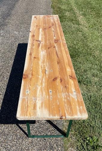 Vintage German Beer Garden Table, Portable Industrial Wood Table, Dining, C93