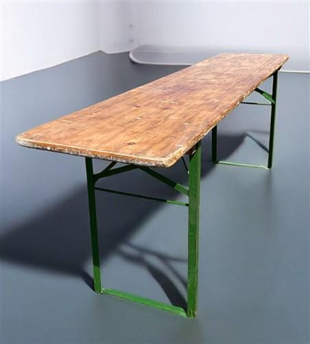 Vintage German Beer Garden Table, Portable Industrial Wood Table, Dining, C92