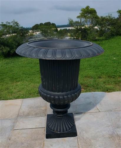 39" Tall Cast Iron Fluted Urn, Flower Pot Planter, Garden Patio Yard Art B4