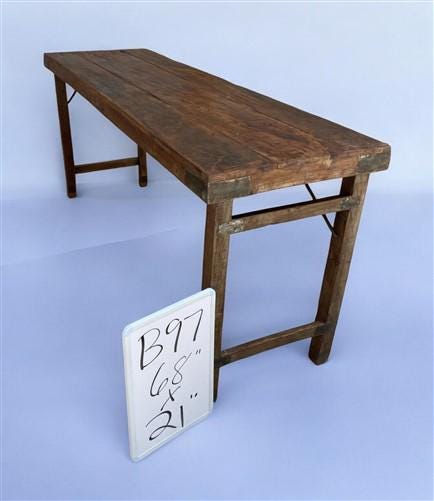 Rustic Folding Table, Vintage Dining Room Table, Kitchen Island, Sofa Table, B97