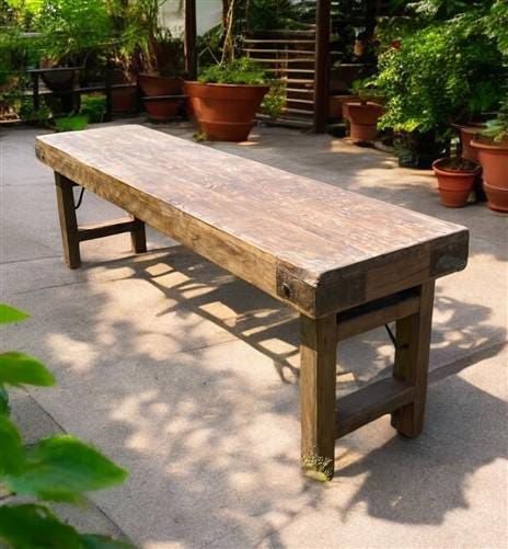 Rustic Folding Bench, Vintage Reclaimed Wood Bench, Farmhouse Decor Seat, A42