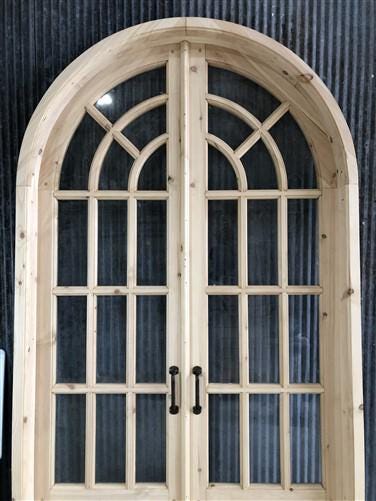 Arched French Double Door (48x96) 14 Pane Glass Door European Styled w Jamb OM11