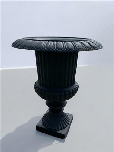 39" Tall Cast Iron Fluted Urn, Flower Pot Planter, Garden Patio Yard Art B5