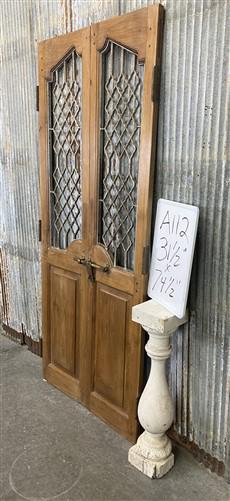 Vintage Indian Garden Gates, Teak Metal Carved Doors, Architectural Salvage A112