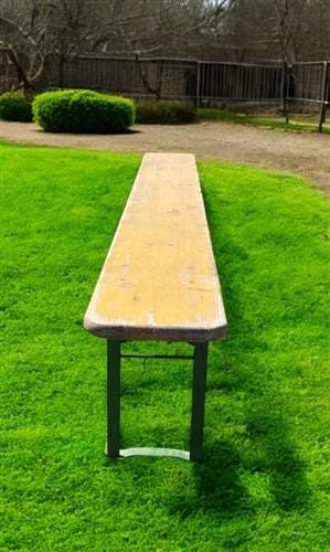 Yellow Vintage German Beer Garden Bench, Portable Industrial Wood Bench Seat, Y5