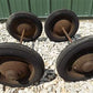 4 Vintage Metal Baby Buggy Wheels Pedal Car Garden Cart Pumpkin Wagon A50