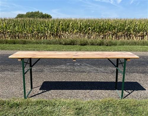 Vintage German Beer Garden Table, Portable Industrial Wood Table, Dining, C93