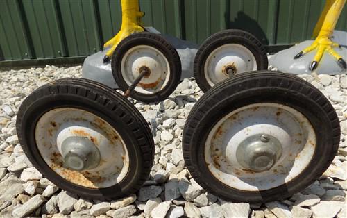 4 Vintage Metal Baby Buggy Wheels Pedal Car Garden Cart Pumpkin Wagon A51