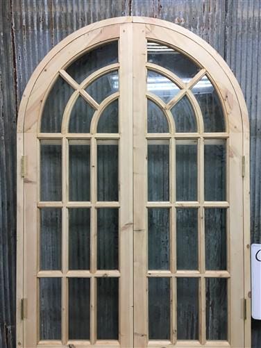 Arched French Double Door (48x96) 14 Pane Glass Door European Styled w Jamb OM11