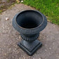 17" Tall Cast Iron Fluted Urn, Flower Pot Planter, Garden Patio Yard Art G1