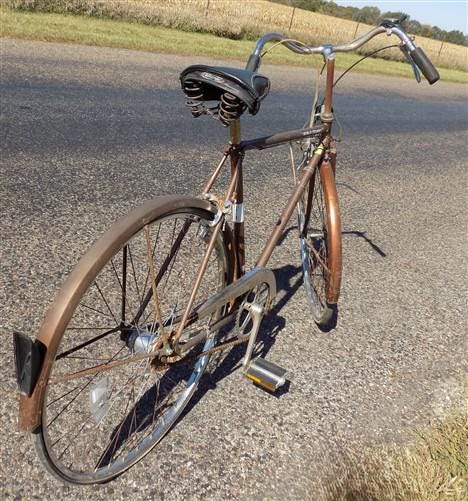 1957 Chicago Schwinn Bicycle, Brown 3 Speed World Tourist Bike, Serial# 2006343