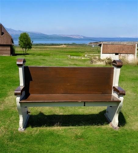 Vintage Wooden Church Pew, Porch Bench, Entry Foyer Bench, Dining Seating, C29