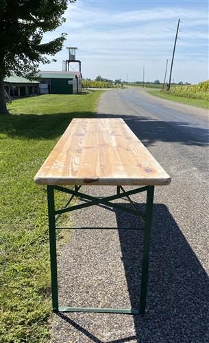 Vintage German Beer Garden Table, Portable Industrial Wood Table, Dining, C93