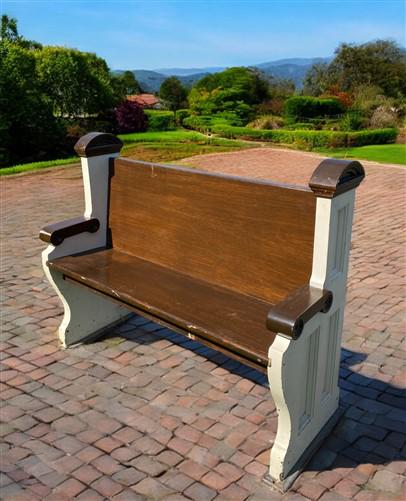 Vintage Wooden Church Pew, Porch Bench, Entry Foyer Bench, Dining Seating, C19