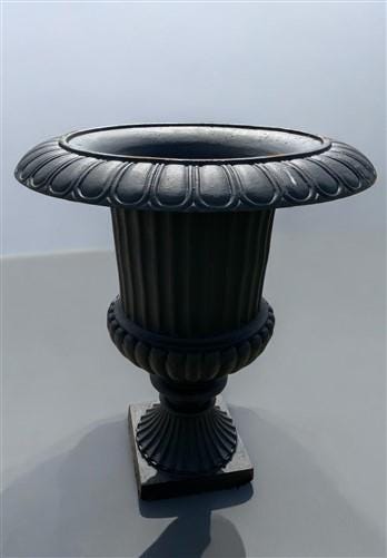 39" Tall Cast Iron Fluted Urn, Flower Pot Planter, Garden Patio Yard Art B5