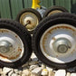 4 Vintage Metal Baby Buggy Wheels Pedal Car Garden Cart Pumpkin Wagon A51