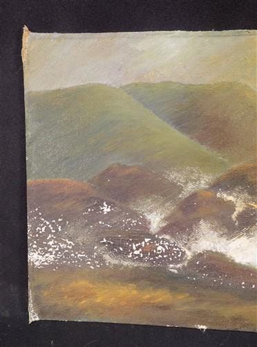 1920s E Crowe Seascape Painting on Canvas Board, Original Art Waterscape, Q