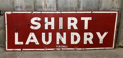 11' Shirt Laundry Sign, Vintage Tin Sign, Advertising, Laundry, Single Side