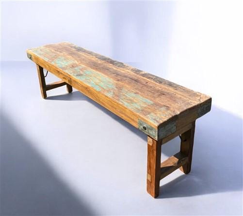 Rustic Folding Bench, Vintage Reclaimed Wood Bench, Farmhouse Decor Seat, A45