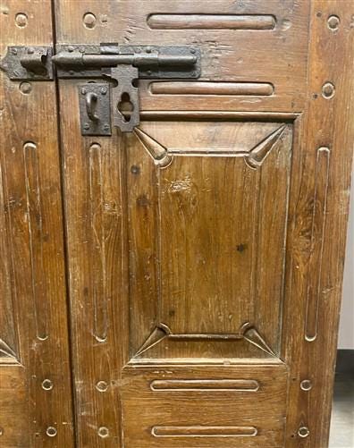 Vintage Indian Garden Gates, Carved Teak Metal Doors, Architectural Salvage A108