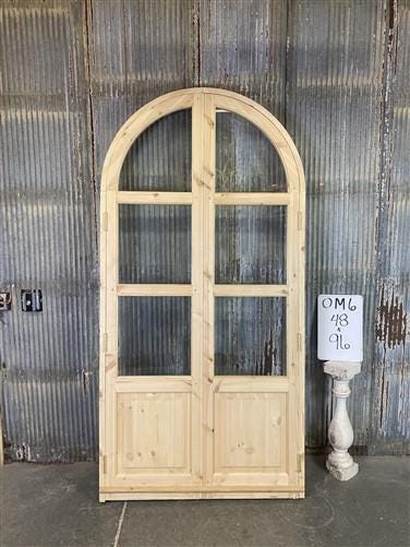 Arched French Double Door (48x96) 3 Pane Glass Door European Styled w Jamb OM6