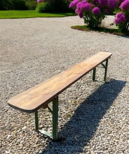 Stained Vintage German Beer Garden Bench Portable Industrial Wood Bench Seat B42