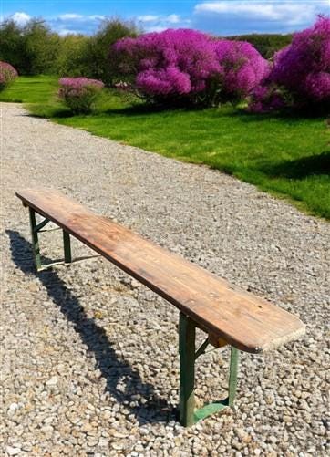 Stained Vintage German Beer Garden Bench Portable Industrial Wood Bench Seat B42