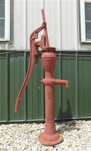 Well Water Pump, Cast Iron Cistern, Windmill Pitcher Pump, Red Jacket, GN