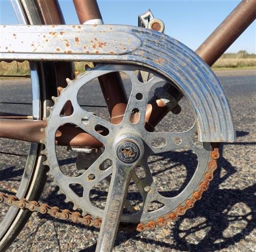 1957 Chicago Schwinn Bicycle, Brown 3 Speed World Tourist Bike, Serial# 2006343