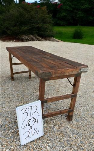 Rustic Folding Table, Vintage Dining Room Table, Kitchen Island, Sofa Table, B92