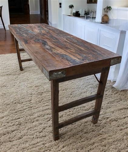 Rustic Folding Table, Vintage Dining Room Table, Kitchen Island, Sofa Table, B90