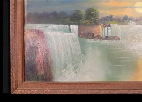 1920s Intinerant Art Landscape Painting, Original Art Waterfall, Landscape, N