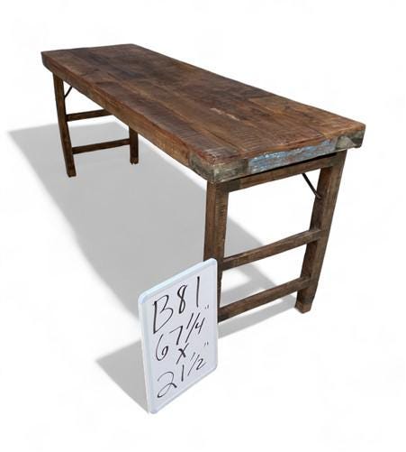 Rustic Folding Table, Vintage Dining Room Table, Kitchen Island, Sofa Table, B81