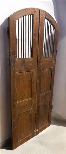 Vintage Indian Garden Gates, Carved Teak Metal Doors, Architectural Salvage A108