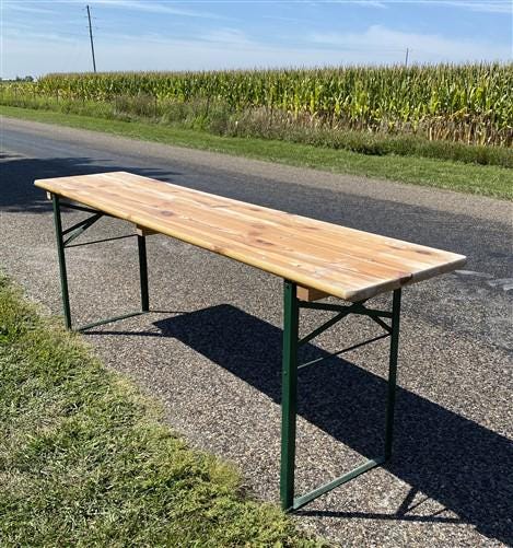 Vintage German Beer Garden Table, Portable Industrial Wood Table, Dining, C93