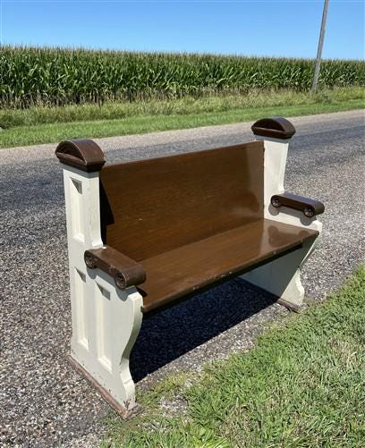 Vintage Wooden Church Pew, Porch Bench, Entry Foyer Bench, Dining Seating, C32