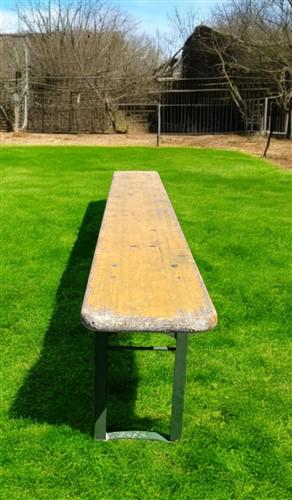 Yellow Vintage German Beer Garden Bench, Portable Industrial Wood Bench Seat, Y5