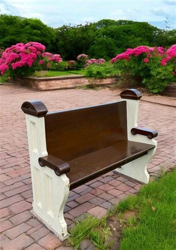 Vintage Wooden Church Pew, Porch Bench, Entry Foyer Bench, Dining Seating, C23