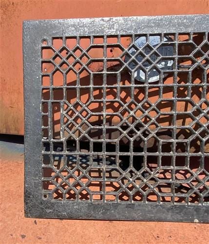 Ornate Art Deco Cast Iron Grate Vintage Wall Floor Fireplace Register Vent A5