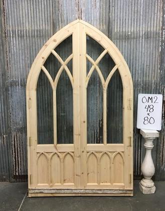 Arched French Double Door (48x80) 5 Pane Glass Door European Styled w Jamb OM2