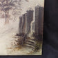 1880s Midwest Landscape Painting on Canvas, Original Art Winter Village, C