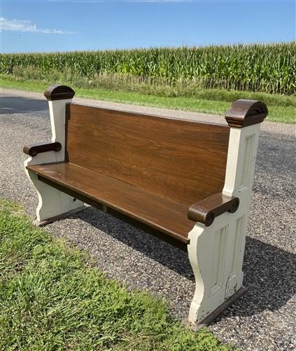 Vintage Wooden Church Pew, Porch Bench, Entry Foyer Bench, Dining Seating, C24