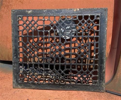 Ornate Art Deco Cast Iron Grate Vintage Wall Floor Fireplace Register Vent A5