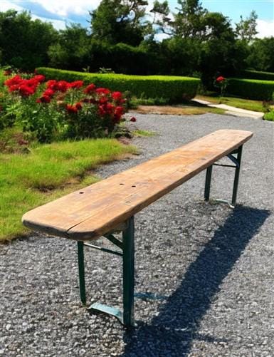 Stained Vintage German Beer Garden Bench Portable Industrial Wood Bench Seat B44