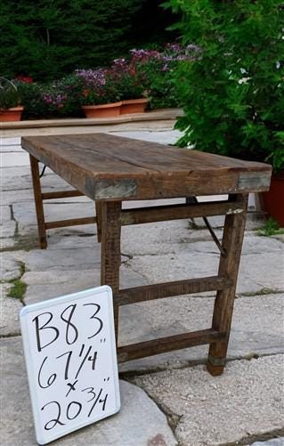 Rustic Folding Table, Vintage Dining Room Table, Kitchen Island, Sofa Table, B83