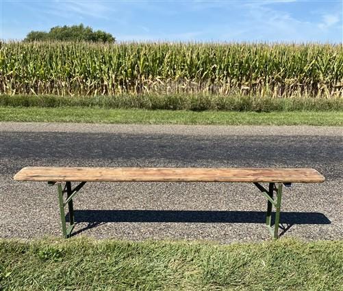 Stained Vintage German Beer Garden Bench Portable Industrial Wood Bench Seat B45