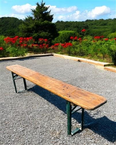 Stained Vintage German Beer Garden Bench Portable Industrial Wood Bench Seat B44