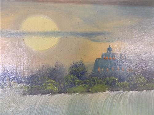 1920s Intinerant Art Landscape Painting, Original Art Waterfall, Landscape, N