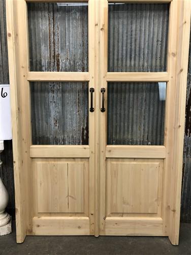 Arched French Double Door (48x96) 3 Pane Glass Door European Styled w Jamb OM6